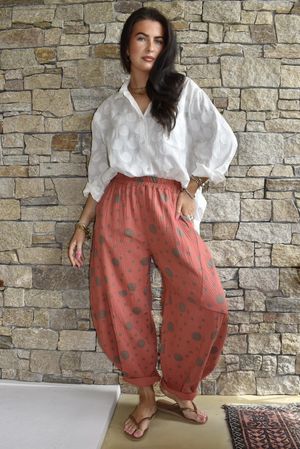 Hush Pillow Cotton Spot On Classic Barrel Pant Indian Red